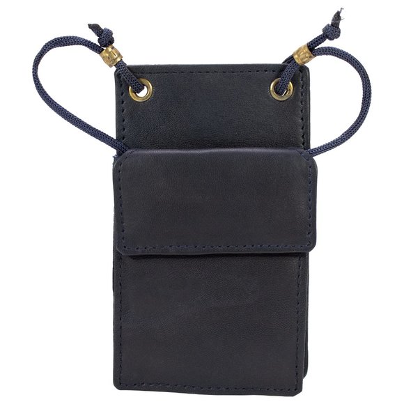 Genuine Leather ID Holder, Blue ID Card Organizer for School, Office - Picture 6 of 7